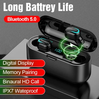 

Bluetooth 5.0 Sport Earphones Noise Canceling Headphone Waterproof LED Power Display TWS Earphone Wireless HD call Mini Earbuds