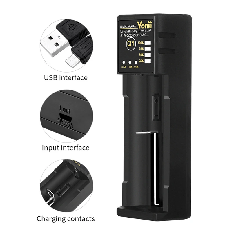 USB Smart Charger 18650 Battery Charger for 18350 18490 18650 21700 22650 26650 AAA AA A SC Li-ion Ni-MH Ni-CD Smart