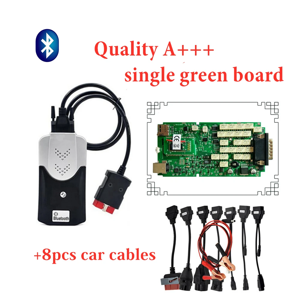 Качество A+++ одноплатный 201600/201503 Keygen vd ds150e cdp для delphis с Bluetooth obd obd2 сканер+ 16 шт. кабели для автомобилей/грузовиков - Цвет: with bluetooth