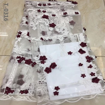 

Beaded french African 3d flower lace embroidered fabric 2020 high quality White Wine bridal tulle mesh Nigerian wedding laces