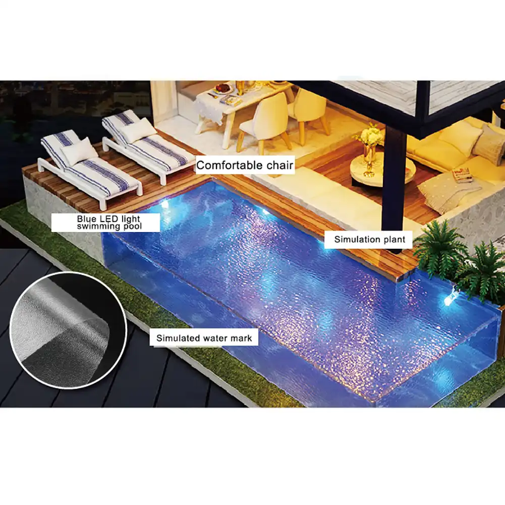 casa de munecas en miniatura para ninos y ninas juguete de casa de munecas en miniatura para armar piscina ideal para regalo de cumpleanos