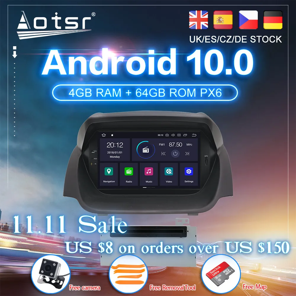 Android 10 0 автомобильный DVD плеер GPS навигация для Ford Fiesta MK7 2013 2014 2015 2016 радио авто