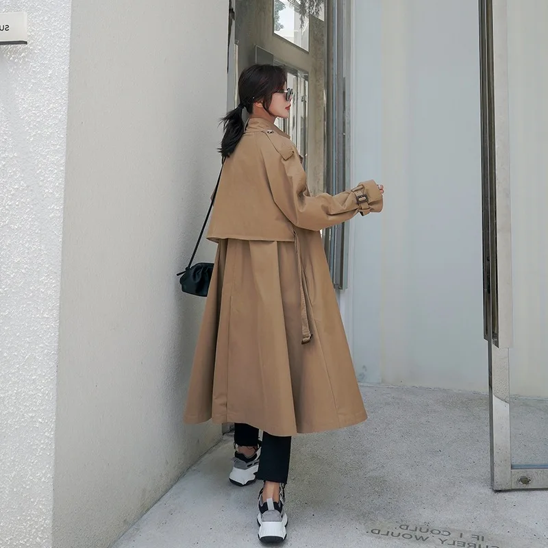 

Photo Shoot French Design-Coat 2019 Autumn New Style WOMEN'S Dress Retro British Style Waist Hugging Lace-up Long Trench Coat