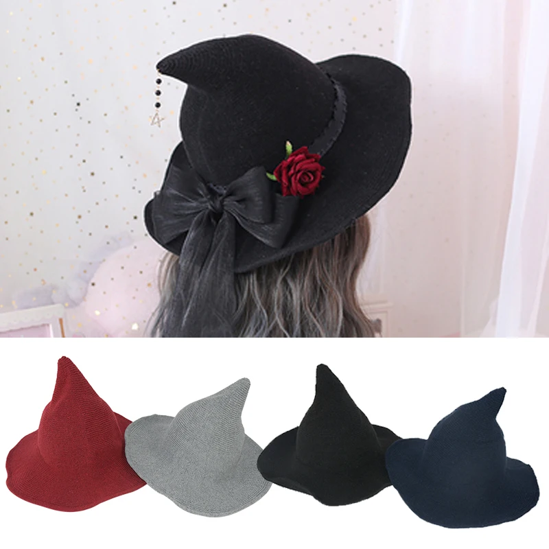1Piece Fashionable Modern Halloween Withch Hat Woolen Women Lady Made Halloween Party Festival Cosplay Hat