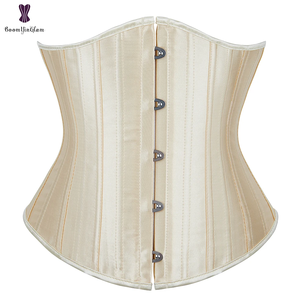 SolidUnderbustCorsetSpiralSteelBonedCorsetsSatinWaistSlimming