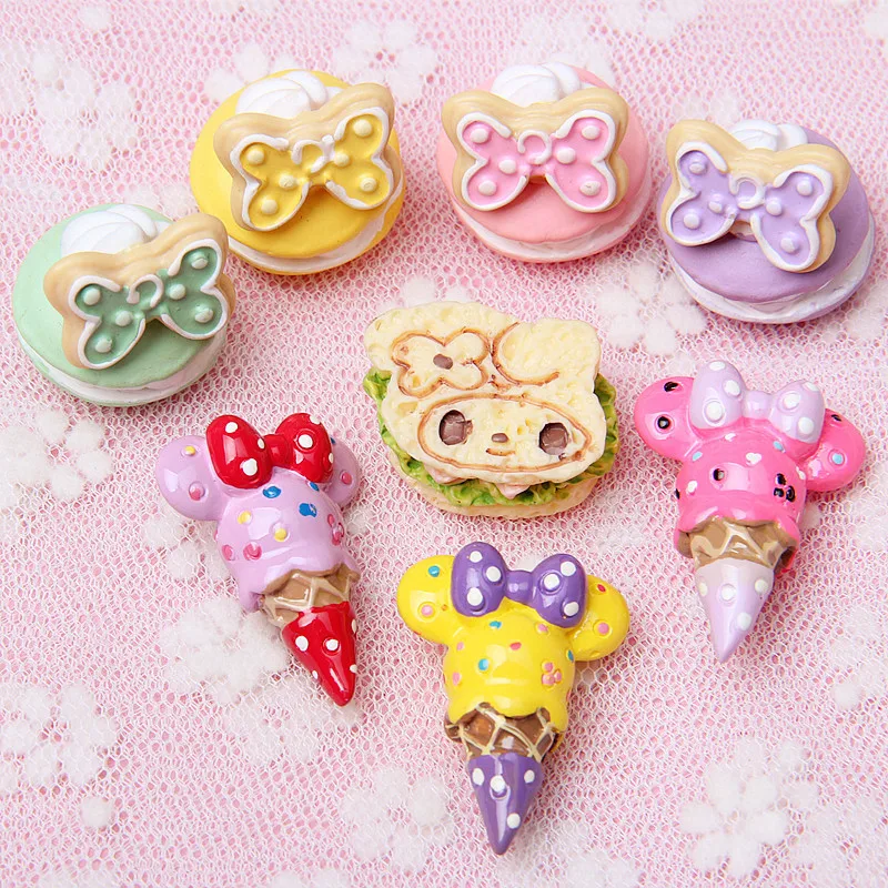 5 шт. Мультяшные миниатюрные фигурки мороженое Макарон Смола Кабошон Kawaii