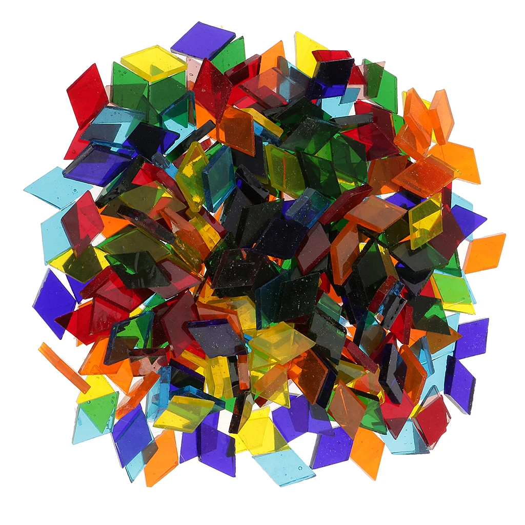 320g Assorted Color Triangle Rhombus Glass Mosaic Tiles Pieces DIY Crafts