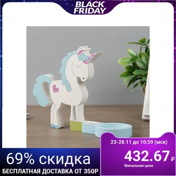 

Candlestick wood for 1 candle "Unicorn with a heart" 16.5х24х7.3 cm 4285218