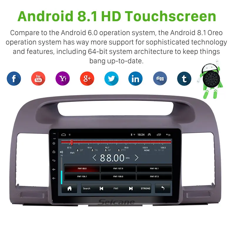 Seicane " Bluetooth Автомобильный gps Радио Android 8,1 для 2000-2003 Toyota Camry с AUX 2din HD сенсорный экран поддержка Carplay DAB+ OBD