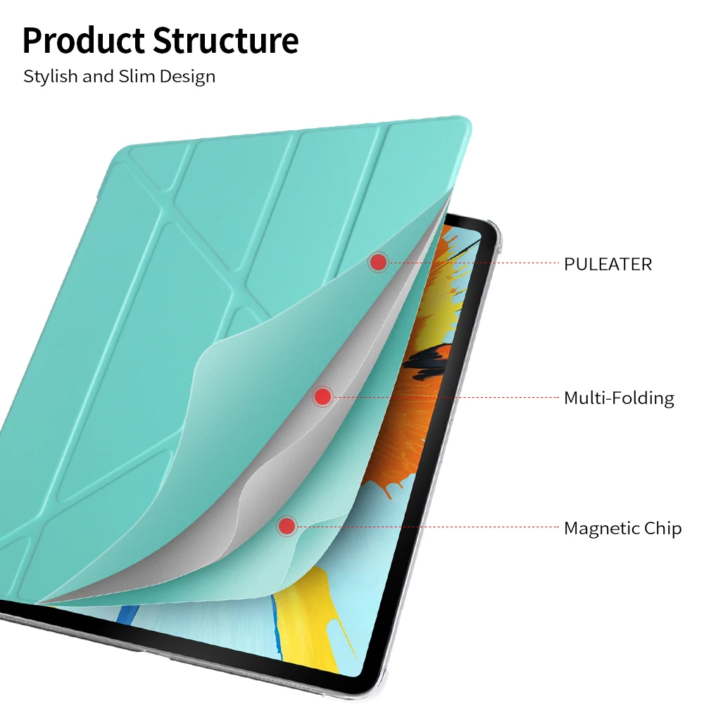 Чехол для iPad Pro 12 9 2020 4th Gen из искусственной кожи с многофункциональной подставкой