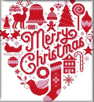 

Red Love Christmas Gift Socks Chriatmas Precise Printing Cross Stitch
