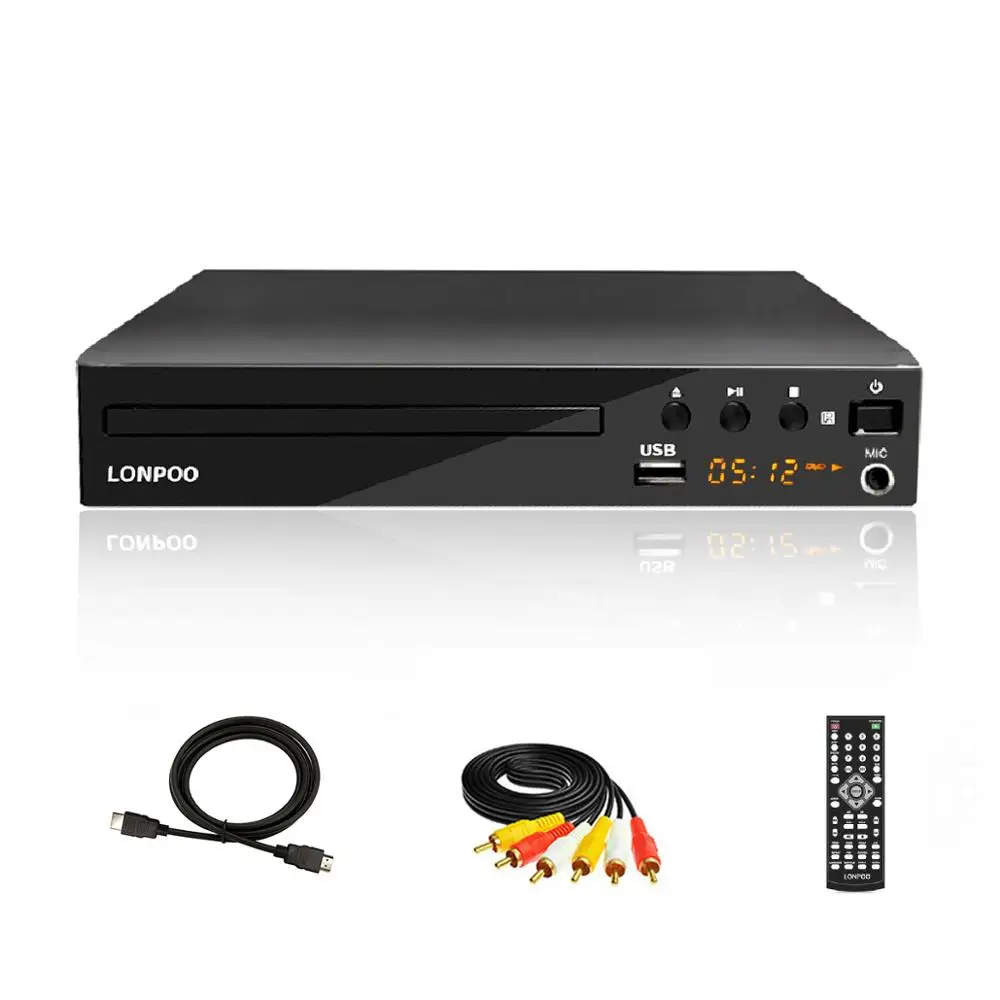 LONPOO Mini USB RCA HDMI DVD плеер бесплатные области нескольких OSD языков DIVX CD RW светодиодный