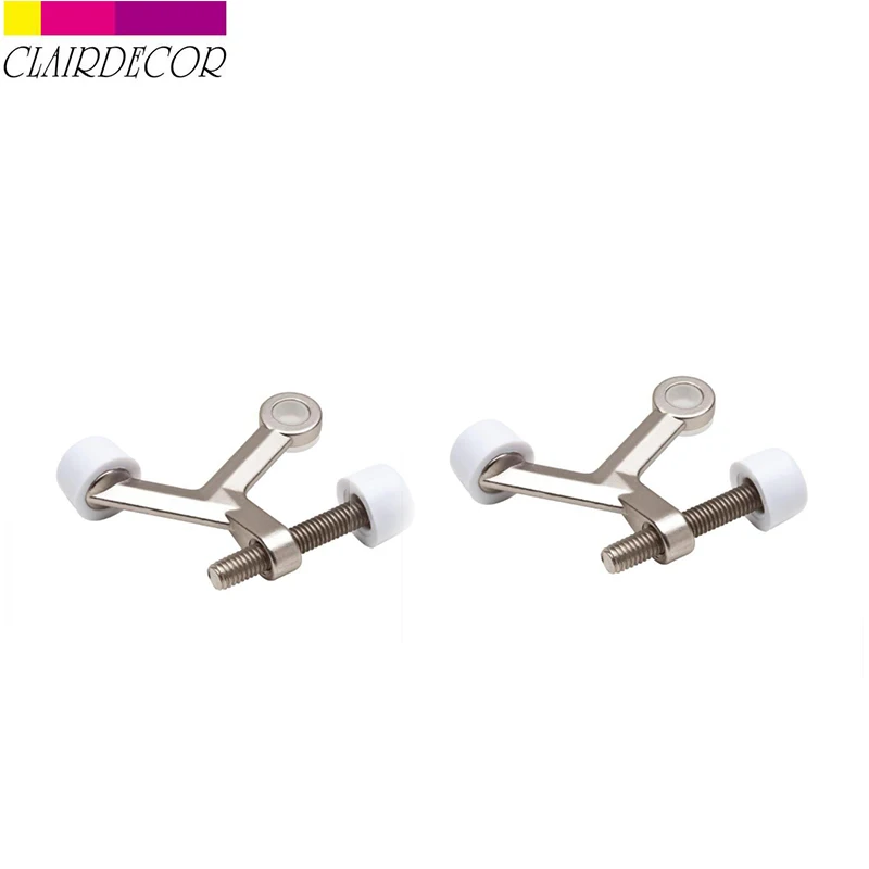 Satin Nickel 2 шт./компл. регулируемые петли ограничитель открывания двери ворот светильник Duty Петли с бампером советы - Цвет: Satin Nickel