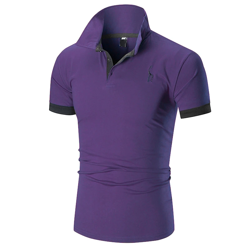 

2021 New Man Polo Shirt Mens Casual Deer Embroidery Cotton Short Sleeve