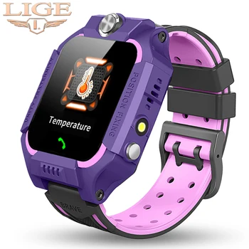 

LIGE Children Smart Watch Temperature Measurement Waterproof LBS Position Tracker SOS Suitable For Boys Girls Baby smartwatch