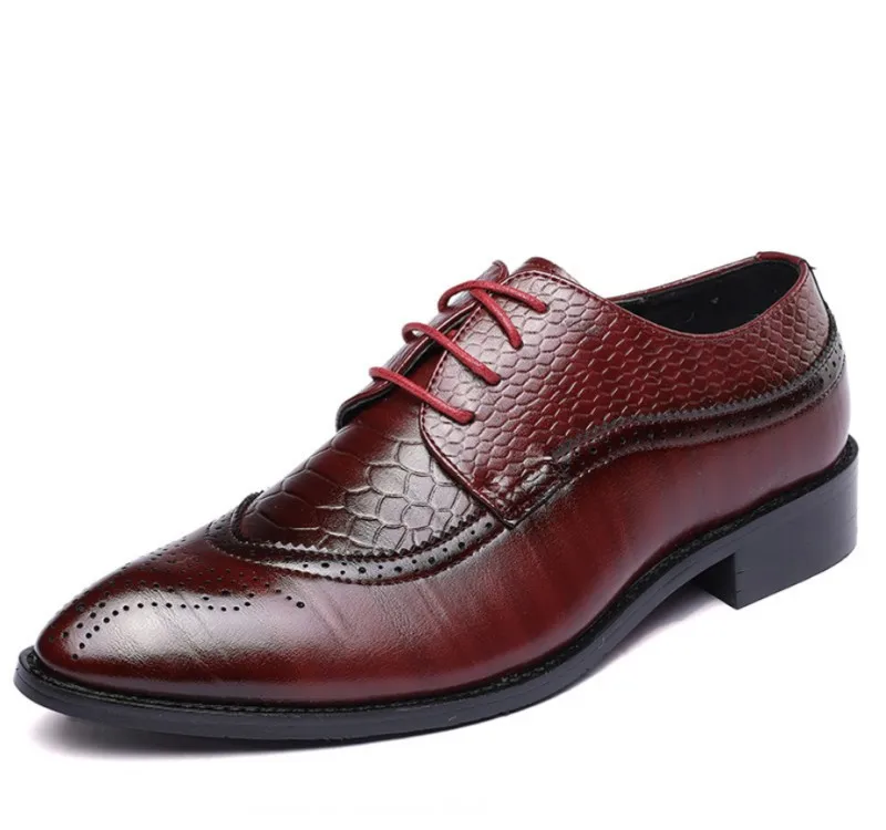 Роскошные Дизайнерские Кожаные броги; мужские туфли на плоской подошве; повседневные мужские оксфорды в британском стиле; модные модельные туфли; большие размеры; chaussures - Цвет: Красный