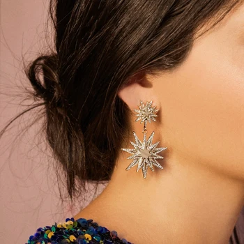 

2020 BA Ublebar Galactic Star Drop Earrings for Women Statement Empyrean Gold Crystal Star Burst Dangle Earrings New Year Gift