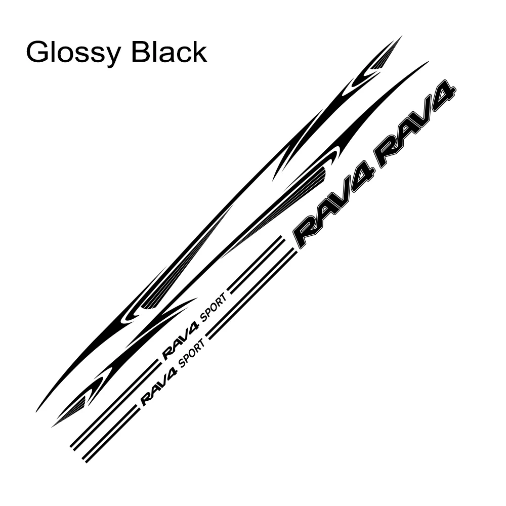 Glossy Black 1 Набор, наклейки для гоночной двери автомобиля, боковой линии талии, виниловые, авто Декор, Наклейка для Toyota RAV4, водонепроницаемые украшения кузова автомобиля, аксессуары - Название цвета: Glossy Black