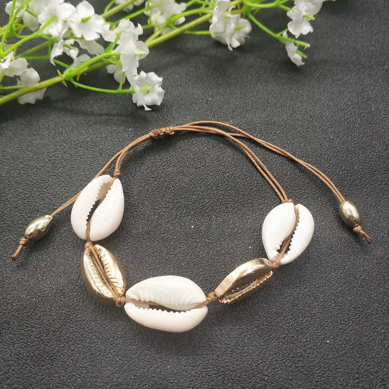 

2019 Boho Natural Cowrie Shell Bracelet for Women Gold Color Handmade Summer Fashion Bracelet Beach Jewelry Wholesale
