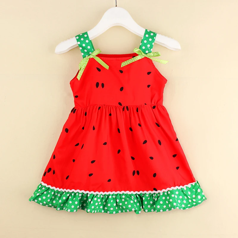 Коллекция года, летняя одежда для малышей платье-комбинация с арбузным принтом для маленьких девочек вечерние платья без рукавов с фруктовым принтом, Длинный топ на каждый день для детей возрастом до 5 лет