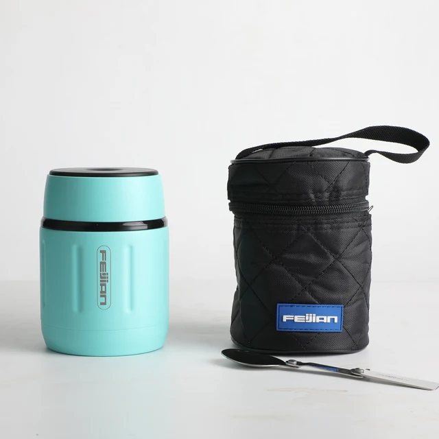 FEIJIAN Food Thermos,  Portable Thermos Boxes, Insulated Lunch Box, 500ML, 316 Stainless Steel , BPA Free，With Spoon 6