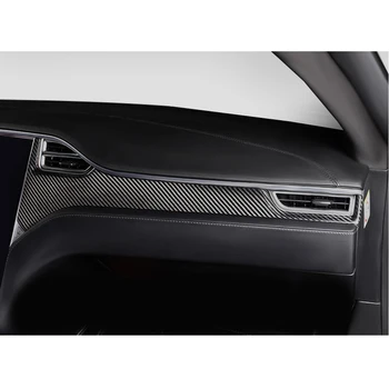 شراء3 قطعة الملحقات الداخلية الجافة ألياف الكربون لوحة القيادة وحدة التحكم غطاء ل تسلا نموذج S/X ألياف الكربون الحقيقي