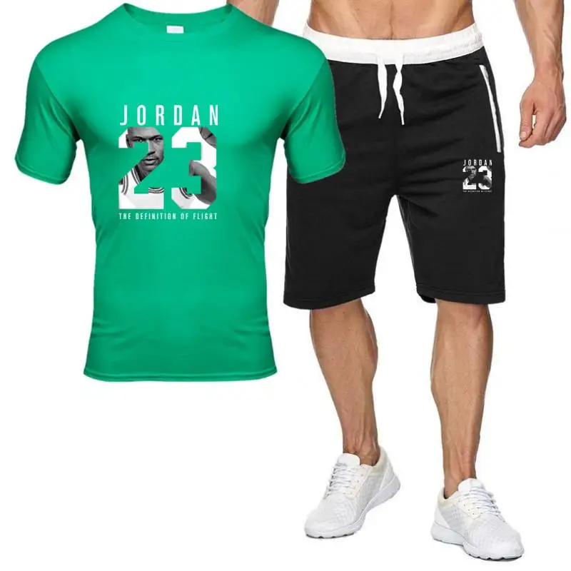 2 חתיכה להגדיר גברים תלבושות ירדן 23 חולצה הקיץ קצרים סט אימונית גברים ספורט חליפת ריצה טרנינג כדורסל ג 'רזי