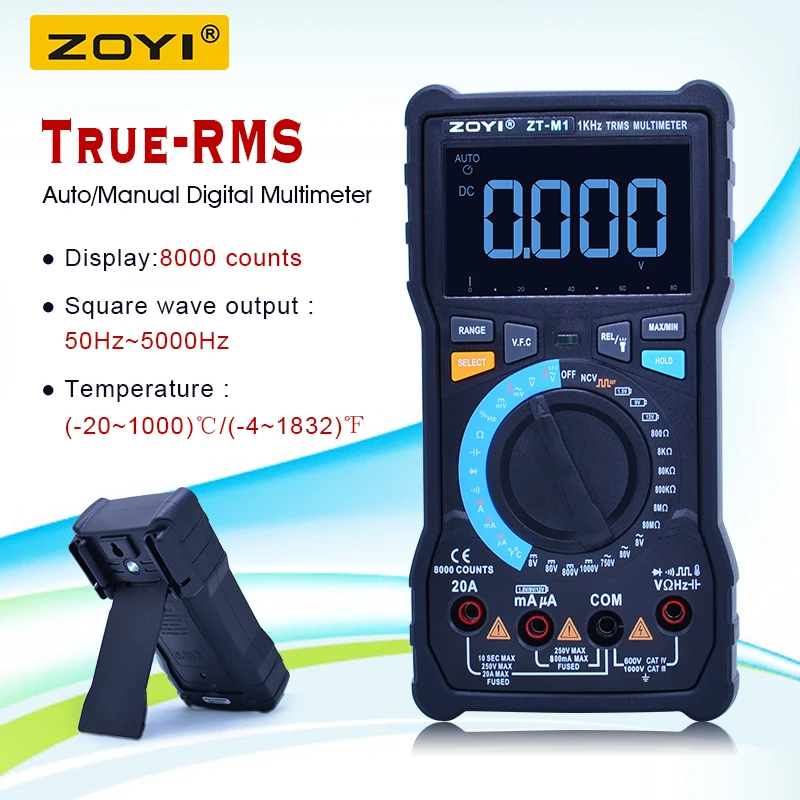Zoyi Truerms Digital Multimeter Tester Ac Dc Voltage Current Ohm