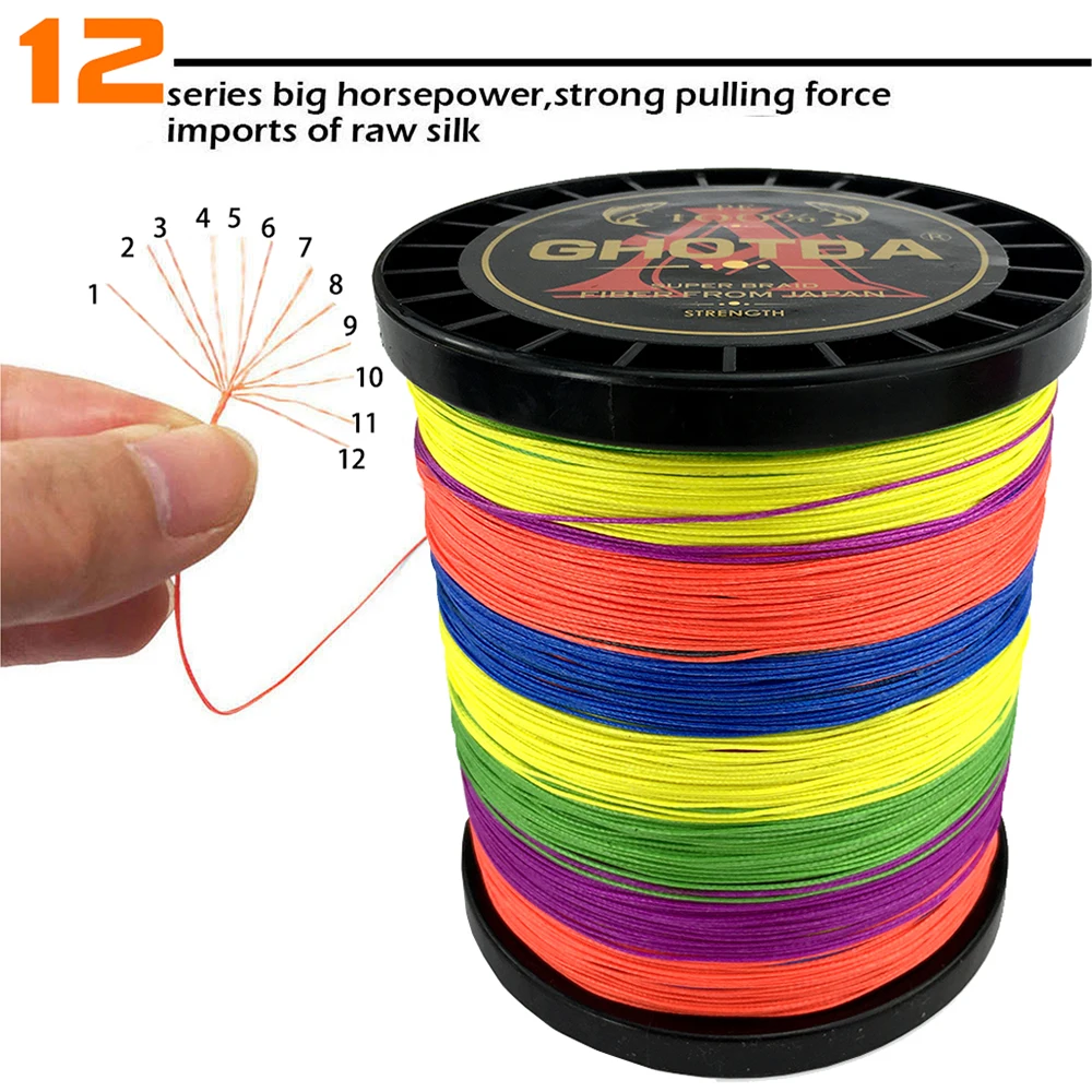 GHOTDA X12 X9 X8 Fishing Line 1000M 500M 300M 100M 12/9/8 Strands Braid PE Multifilament Fishing Line 3