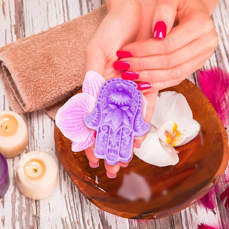 Silicone Soap Molds Hand of Fatima Lotus in Palm 1Pcs for DIY Candle Making