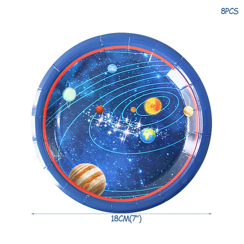 Солнечная система космическое пространство с днем рождения баннер гирлянда планета космическое пространство галактика фольгированные шары День рождения украшения для детей - Цвет: 8pcs 7inch plates