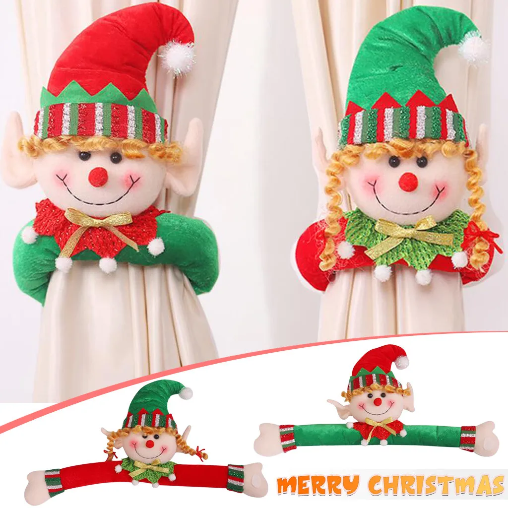 Christmas Ornament Knitted Wool Cartoons Elves Curtain Hold Door Button | Дом и сад