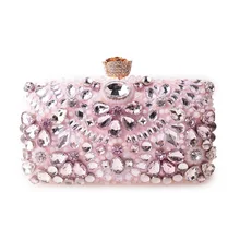 Розовые элегантные женские вечерние сумки со стразами Цветочные Роскошные клатчи женские свадебные клатчи Банкетная Праздничная сумка на плечо