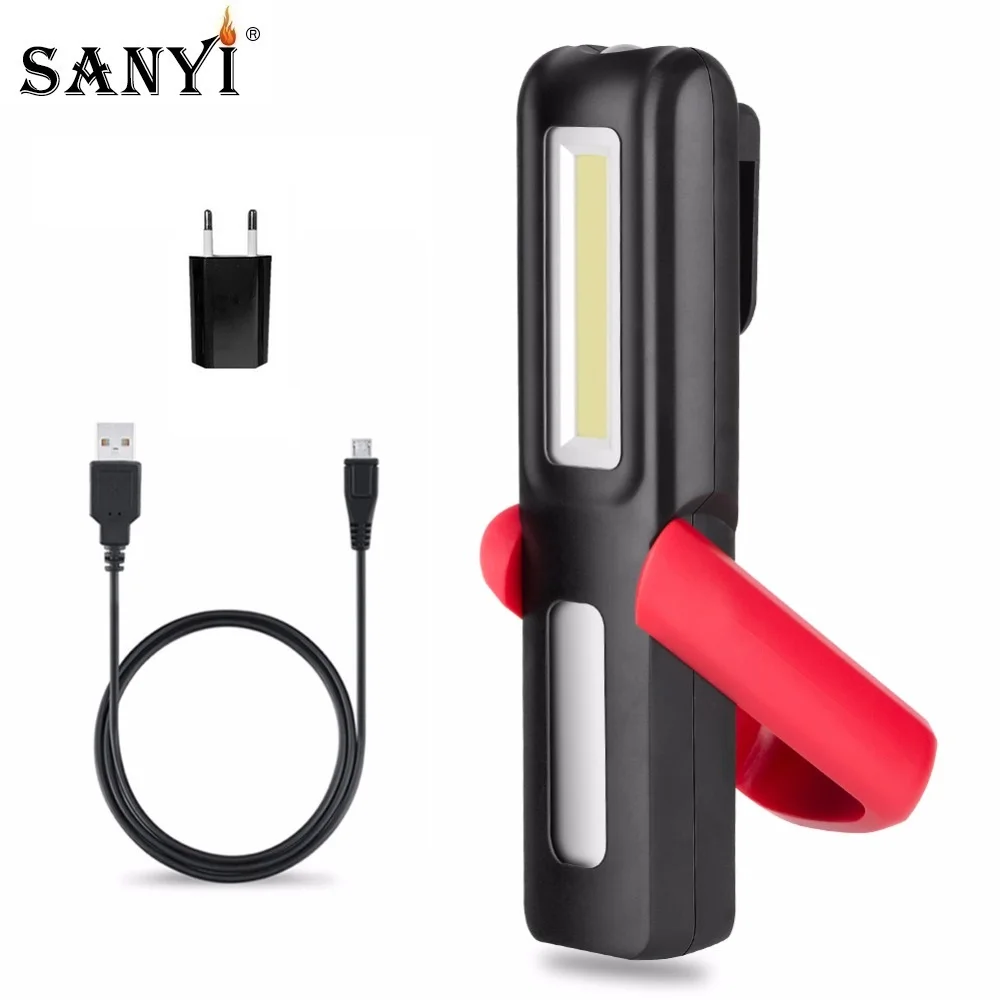 Светодиодный фонарь COB с 2 режимами для осмотра перезаряжаемый USB магнитный
