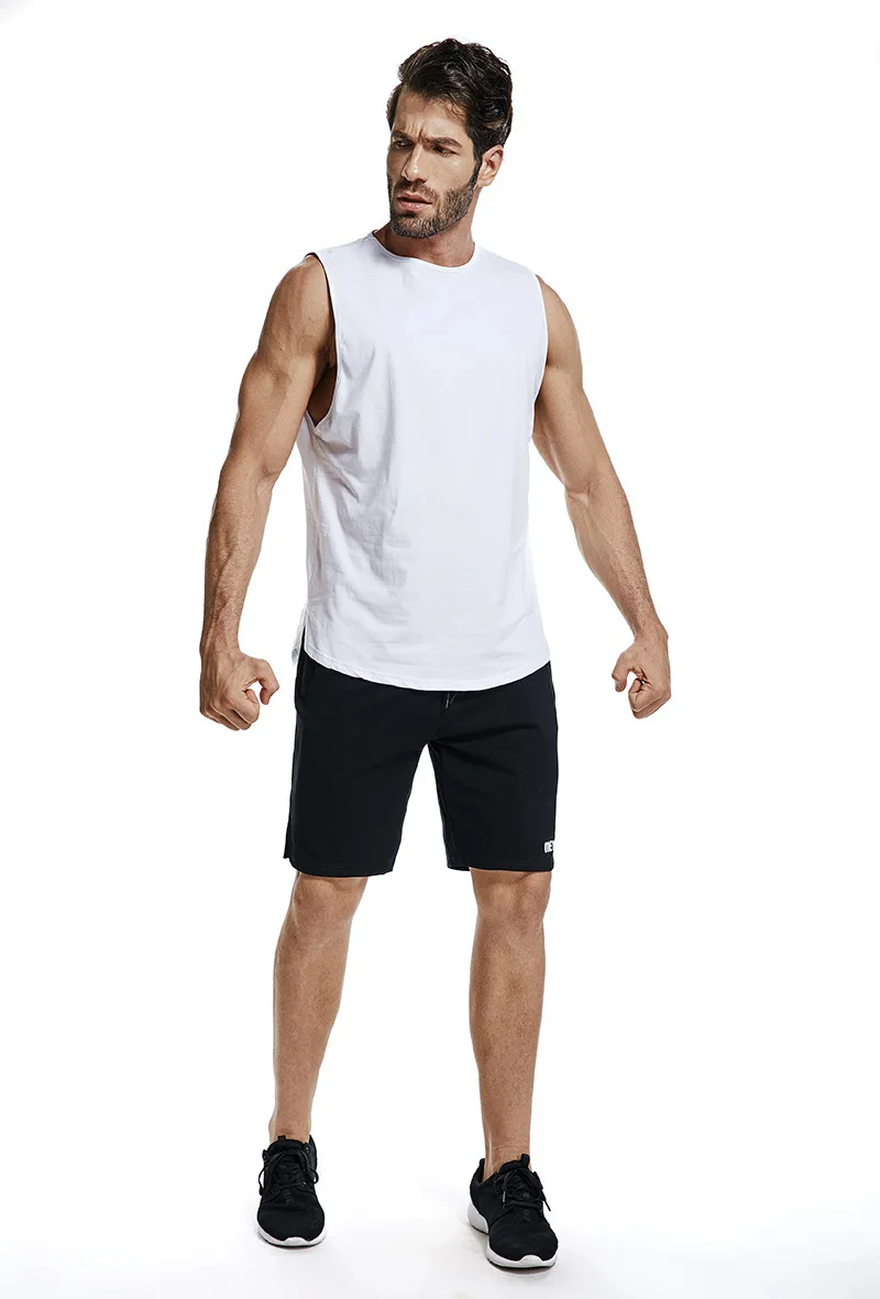 Повседневная Спортивная рубашка из чистого хлопка без рукавов для занятий фитнесом и бегом, баскетболом и круглым вырезом