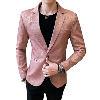 

Mens Blazer Vintage England Style Pink Men's Blazer Homme Mens Stylish Blazer Suit Jacket Men Slim Fit Suit Coat Dress Jacket