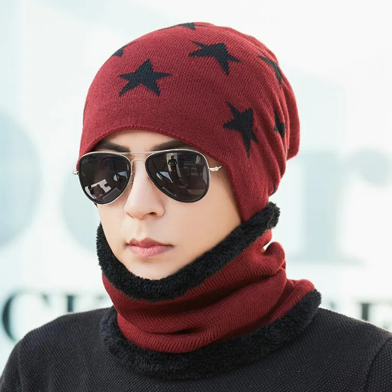 YOYOCORN For Men Women Skullies Beanies Hat Winter Beanies Men Scarf Knitted Hat Caps Mask Gorras Bonnet Warm Baggy Winter Hats