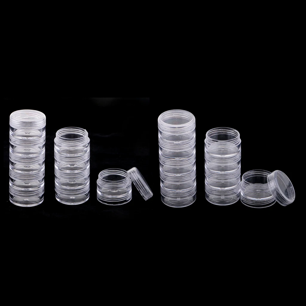 4pc Jewelry Jar Box Small Pill Screw Top Beads Storage Container 5 Stackable
