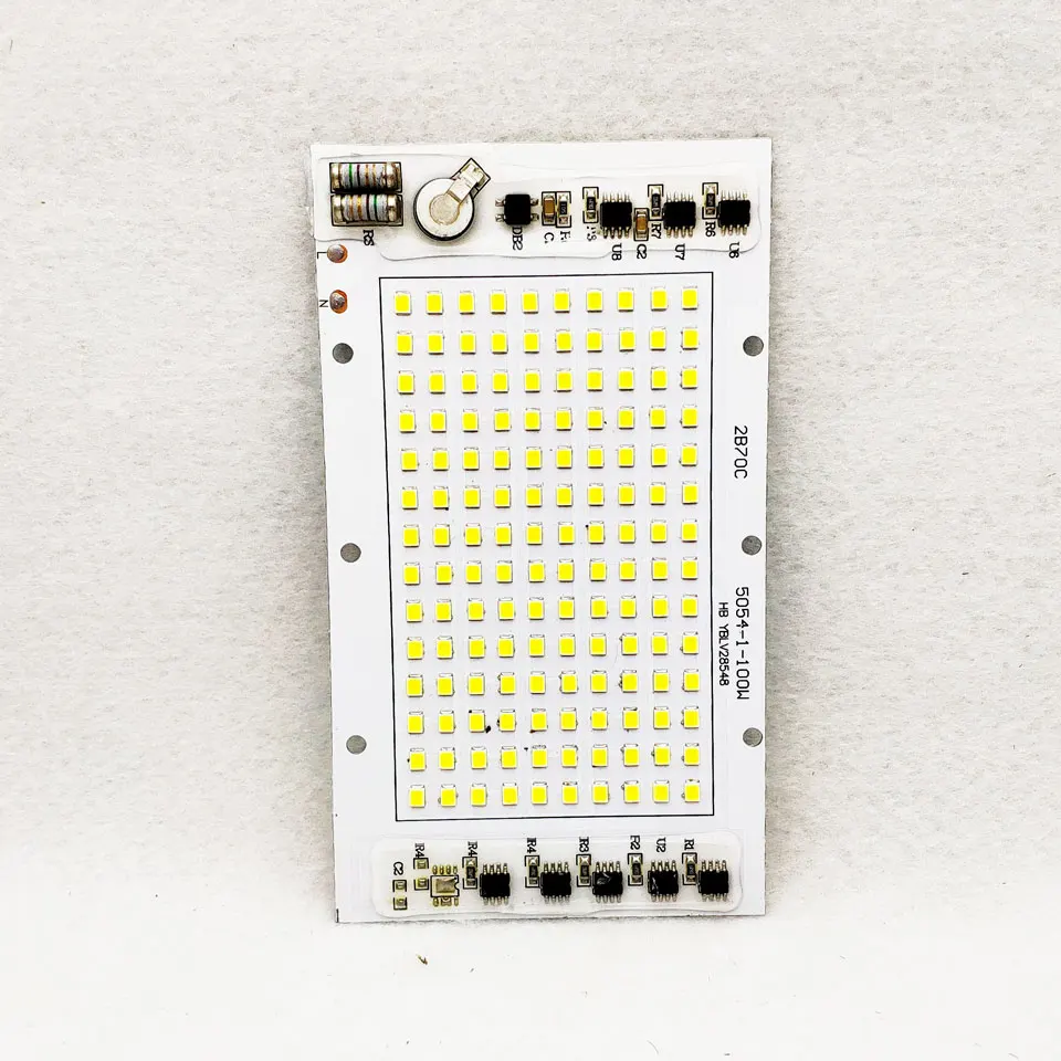 100 Вт AC220V SMD 2835 Светодиодный PCB 142x80 мм светодиодный прожектор умный IC драйвер модуль алюминиевая пластина белый/теплый для прожекторов DIY