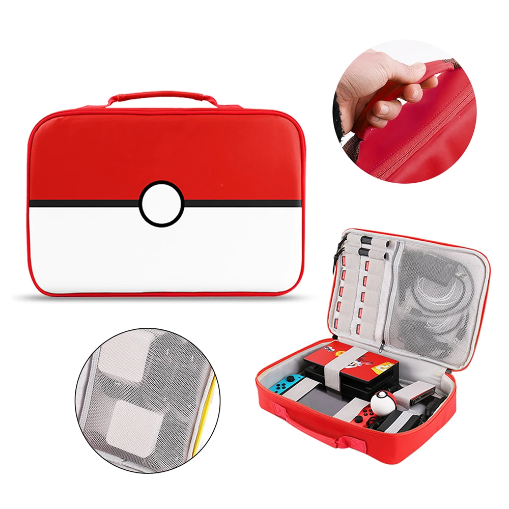 Портативные сумки для хранения из искусственной кожи с большой емкостью, сумки для Nintendo Switch NS, аксессуары для консоли, сумки для переноски, Pokeball Pokemons