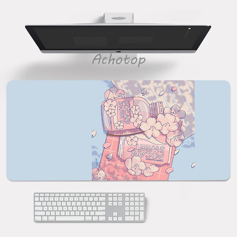 Large Anime Pink Mousepad Gamer Cute Kawaii XXL Gaming Mouse Pad Rubber Otaku Locking Edge Big Fashion Laptop Notebook Desk Mat