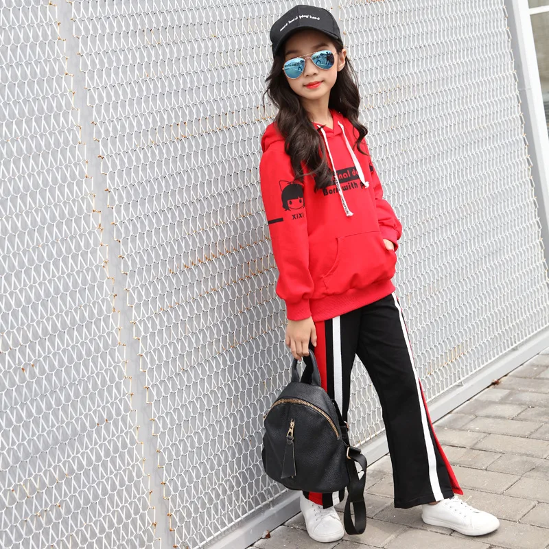 

Girls Wide Leg Autumn Clothing Set 2018 New Style Hoodie Two-Piece Set Big Boy Korean-style Casual Clothes