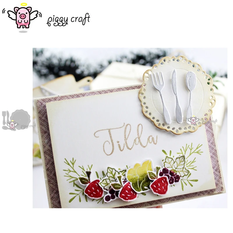 

Piggy Craft metal cutting dies cut die mold Plate knife fork and spoon Scrapbook paper craft knife mould blade punch stencils