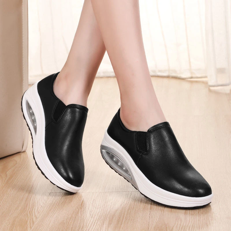 Zapatillas de deporte de cuña para mujer, mocasines deportivos cuero, zapatillas de plataforma para mujer, Tenis cómodos para correr al aire libre|Zapatillas de correr| AliExpress