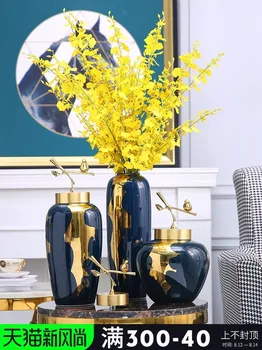

Light luxury vase ceramic furnishing new Chinese style living room flower arrangement cabinet creative flower table decorations