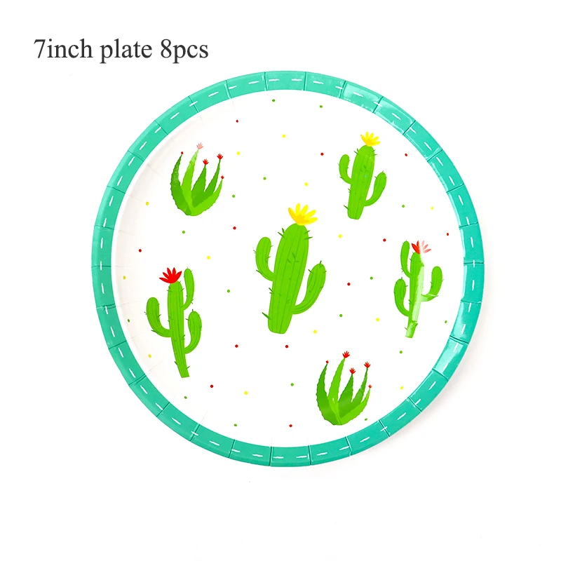 Тема Альпака вечерние одноразовые посуда бумажные тарелки салфетки для стаканчиков кактус день рождения, детский душ лама вечерние Декор - Цвет: 7inch plate 8pcs
