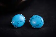 Mujer moda pendientes oorbellen серьги зеленый драгоценный камень Горячая Распродажа натуральный светильник зеленый драгоценный камень 925 пробы серебряные серьги - Цвет камня: Синий