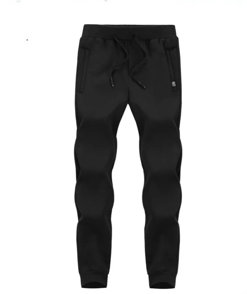 Black-narrow cuff Мужские зимние супер теплые штаны, уличные флисовые штаны для бега, утолщенные спортивные штаны на молнии, уличная одежда для мужчин L 6XL 7XL 8XL - Цвет: Black-narrow cuff
