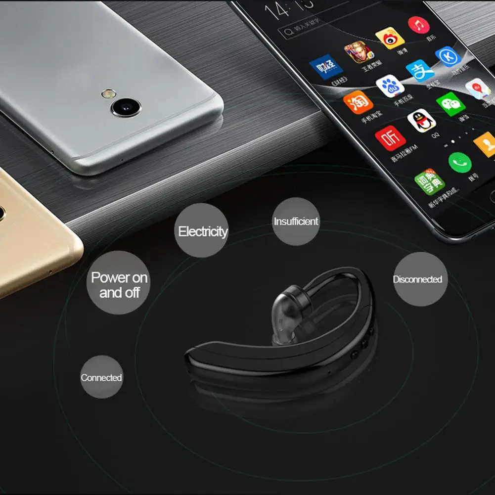 Длинный режим ожидания беспроводной Bluetooth светильник гарнитура бизнес Тип безболезненный носить Висячие ухо Спорт Пот несколько шумоподавление