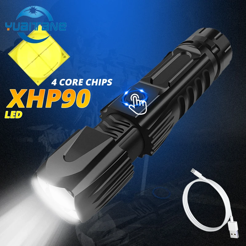 Самый мощный xhp90 светодиодный фонарик умный чип контроль факел xhp70.2 лампа usb Перезаряжаемый использовать 26650 Аккумулятор для кемпинга